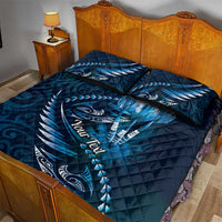 Personalised All Blue New Zealand Darts Quilt Bed Set Aoteroa Fern Maori Galaxy Style