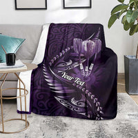 Personalised All Purple New Zealand Darts Blanket Aoteroa Fern Maori Galaxy Style
