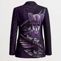 Personalised All Purple New Zealand Darts Blazer Aoteroa Fern Maori Galaxy Style - Polynesian Pride