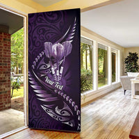 Personalised All Purple New Zealand Darts Door Cover Aoteroa Fern Maori Galaxy Style - Polynesian Pride