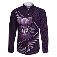 Personalised All Purple New Zealand Darts Family Matching Puletasi and Hawaiian Shirt Aoteroa Fern Maori Galaxy Style