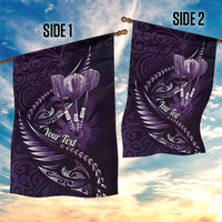 Personalised All Purple New Zealand Darts Garden Flag Aoteroa Fern Maori Galaxy Style