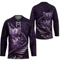 Personalised All Purple New Zealand Darts Hockey Jersey Aoteroa Fern Maori Galaxy Style - Polynesian Pride