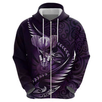 Personalised All Purple New Zealand Darts Hoodie Aoteroa Fern Maori Galaxy Style