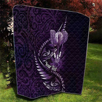 Personalised All Purple New Zealand Darts Quilt Aoteroa Fern Maori Galaxy Style