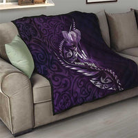 Personalised All Purple New Zealand Darts Quilt Aoteroa Fern Maori Galaxy Style