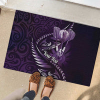Personalised All Purple New Zealand Darts Rubber Doormat Aoteroa Fern Maori Galaxy Style