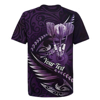Personalised All Purple New Zealand Darts Rugby Jersey Aoteroa Fern Maori Galaxy Style