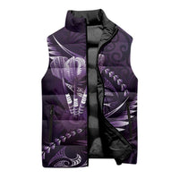 Personalised All Purple New Zealand Darts Sleeveless Puffer Jacket Aoteroa Fern Maori Galaxy Style - Polynesian Pride