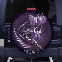 Personalised All Purple New Zealand Darts Spare Tire Cover Aoteroa Fern Maori Galaxy Style