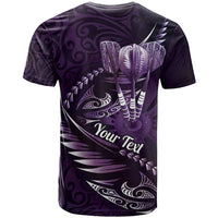 Personalised All Purple New Zealand Darts T Shirt Aoteroa Fern Maori Galaxy Style