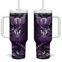 All Purple New Zealand Darts Tumbler With Handle Aoteroa Fern Maori Galaxy Style