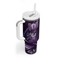 All Purple New Zealand Darts Tumbler With Handle Aoteroa Fern Maori Galaxy Style