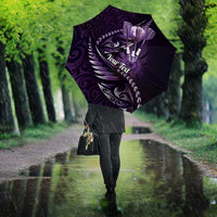 Personalised All Purple New Zealand Darts Umbrella Aoteroa Fern Maori Galaxy Style - Polynesian Pride