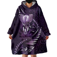 Personalised All Purple New Zealand Darts Wearable Blanket Hoodie Aoteroa Fern Maori Galaxy Style