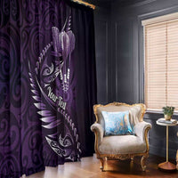 Personalised All Purple New Zealand Darts Window Curtain Aoteroa Fern Maori Galaxy Style