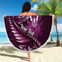 Personalised All Pink New Zealand Darts Beach Blanket Aoteroa Fern Maori Galaxy Style