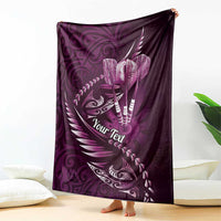 Personalised All Pink New Zealand Darts Blanket Aoteroa Fern Maori Galaxy Style