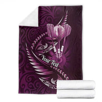 Personalised All Pink New Zealand Darts Blanket Aoteroa Fern Maori Galaxy Style
