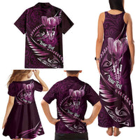 Personalised All Pink New Zealand Darts Family Matching Tank Maxi Dress and Hawaiian Shirt Aoteroa Fern Maori Galaxy Style
