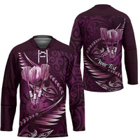 Personalised All Pink New Zealand Darts Hockey Jersey Aoteroa Fern Maori Galaxy Style - Polynesian Pride