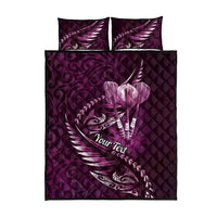 Personalised All Pink New Zealand Darts Quilt Bed Set Aoteroa Fern Maori Galaxy Style