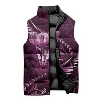 Personalised All Pink New Zealand Darts Sleeveless Puffer Jacket Aoteroa Fern Maori Galaxy Style - Polynesian Pride