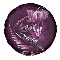 Personalised All Pink New Zealand Darts Spare Tire Cover Aoteroa Fern Maori Galaxy Style