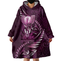 Personalised All Pink New Zealand Darts Wearable Blanket Hoodie Aoteroa Fern Maori Galaxy Style