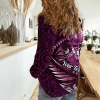Personalised All Pink New Zealand Darts Women Casual Shirt Aoteroa Fern Maori Galaxy Style