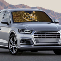 Personalised All Gold New Zealand Darts Auto Sun Shade Aoteroa Fern Maori Galaxy Style - Polynesian Pride