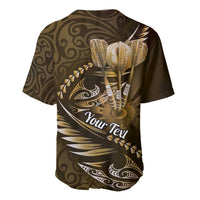 Personalised All Gold New Zealand Darts Baseball Jersey Aoteroa Fern Maori Galaxy Style