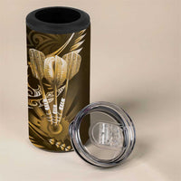 All Gold New Zealand Darts 4 in 1 Can Cooler Tumbler Aoteroa Fern Maori Galaxy Style