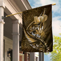 Personalised All Gold New Zealand Darts Garden Flag Aoteroa Fern Maori Galaxy Style