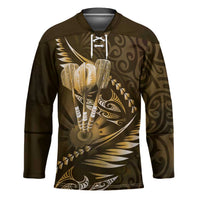 Personalised All Gold New Zealand Darts Hockey Jersey Aoteroa Fern Maori Galaxy Style - Polynesian Pride