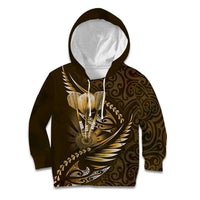 Personalised All Gold New Zealand Darts Kid Hoodie Aoteroa Fern Maori Galaxy Style