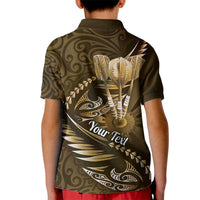 Personalised All Gold New Zealand Darts Kid Polo Shirt Aoteroa Fern Maori Galaxy Style
