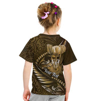 Personalised All Gold New Zealand Darts Kid T Shirt Aoteroa Fern Maori Galaxy Style
