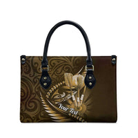Personalised All Gold New Zealand Darts Leather Bag Aoteroa Fern Maori Galaxy Style - Polynesian Pride