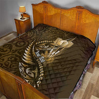 Personalised All Gold New Zealand Darts Quilt Aoteroa Fern Maori Galaxy Style