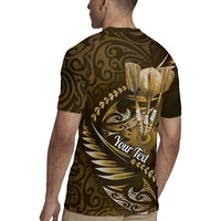 Personalised All Gold New Zealand Darts Rugby Jersey Aoteroa Fern Maori Galaxy Style