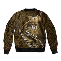 Personalised All Gold New Zealand Darts Sleeve Zip Bomber Jacket Aoteroa Fern Maori Galaxy Style