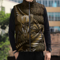 Personalised All Gold New Zealand Darts Sleeveless Puffer Jacket Aoteroa Fern Maori Galaxy Style - Polynesian Pride