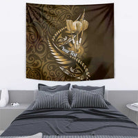 Personalised All Gold New Zealand Darts Tapestry Aoteroa Fern Maori Galaxy Style