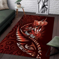 Personalised All Red New Zealand Darts Area Rug Aoteroa Fern Maori Galaxy Style