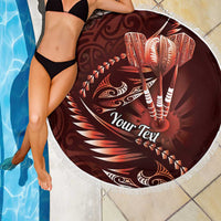 Personalised All Red New Zealand Darts Beach Blanket Aoteroa Fern Maori Galaxy Style