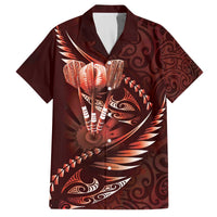 Personalised All Red New Zealand Darts Family Matching Off The Shoulder Long Sleeve Dress and Hawaiian Shirt Aoteroa Fern Maori Galaxy Style