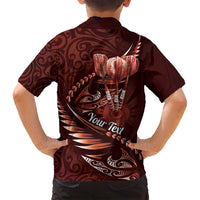 Personalised All Red New Zealand Darts Family Matching Off Shoulder Short Dress and Hawaiian Shirt Aoteroa Fern Maori Galaxy Style