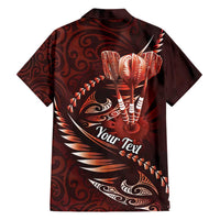 Personalised All Red New Zealand Darts Hawaiian Shirt Aoteroa Fern Maori Galaxy Style