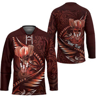Personalised All Red New Zealand Darts Hockey Jersey Aoteroa Fern Maori Galaxy Style - Polynesian Pride